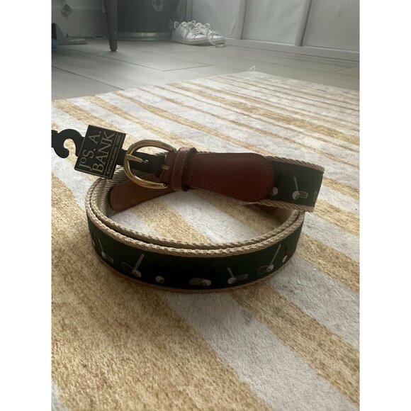 JOS A BANK Men's Golf Print Green Belt Size 44 NEW NWT - Picture 8 of 8